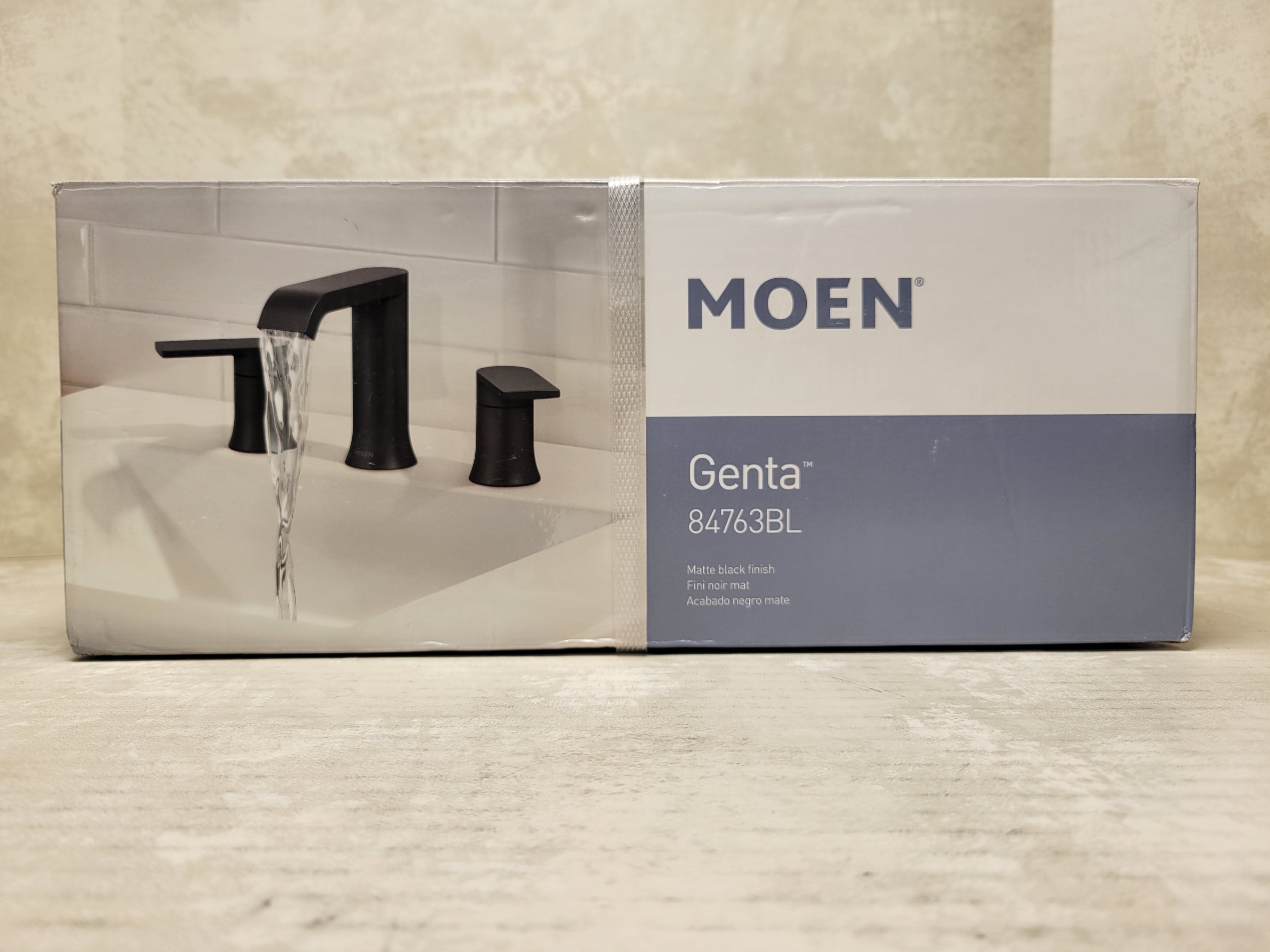 Moen 84763BL Genta 8 in. Widespread 2-Handle Bathroom Faucet in Matte Black (7643396767982)